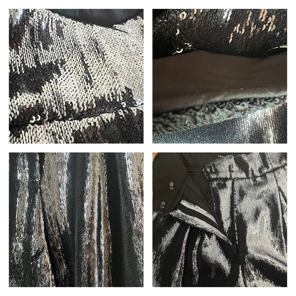 Retrofete The Jean Pant Sequin High Rise Trouser Pants In Gunmetal Size S - Picture 8 of 12